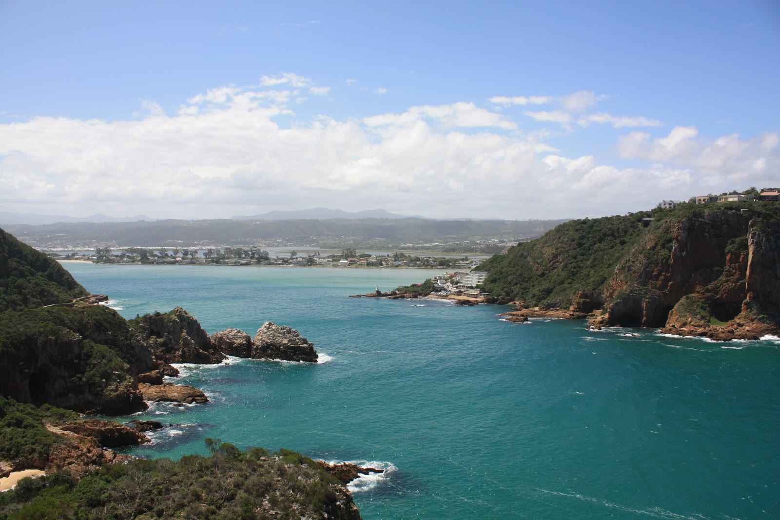 Knysna Heads and the lagoon mouth, seen from Featherbed